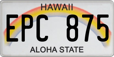 HI license plate EPC875