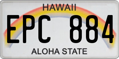 HI license plate EPC884