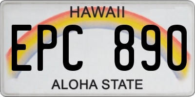 HI license plate EPC890