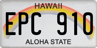 HI license plate EPC910