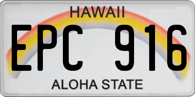 HI license plate EPC916