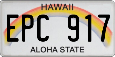 HI license plate EPC917