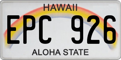 HI license plate EPC926