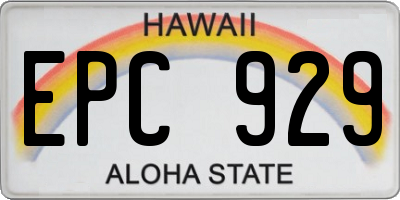 HI license plate EPC929