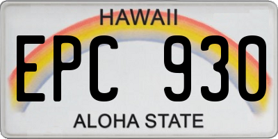 HI license plate EPC930