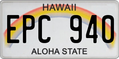 HI license plate EPC940