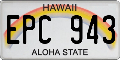 HI license plate EPC943