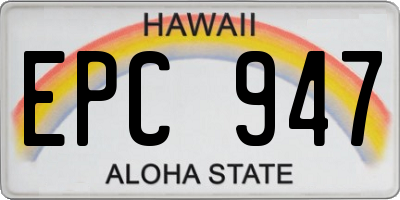HI license plate EPC947
