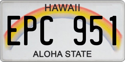 HI license plate EPC951