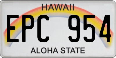HI license plate EPC954