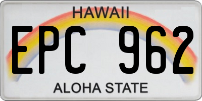 HI license plate EPC962