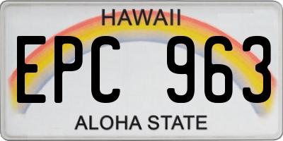 HI license plate EPC963
