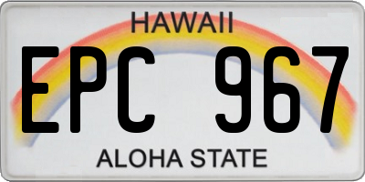HI license plate EPC967