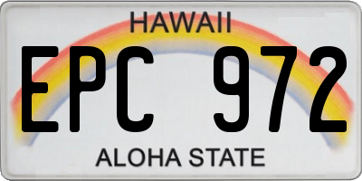 HI license plate EPC972