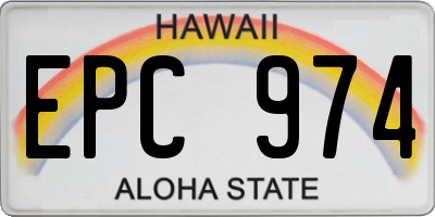 HI license plate EPC974