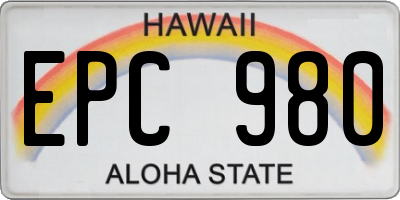 HI license plate EPC980