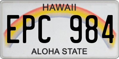 HI license plate EPC984