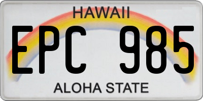 HI license plate EPC985
