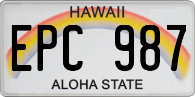 HI license plate EPC987