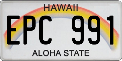 HI license plate EPC991