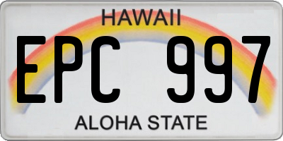 HI license plate EPC997