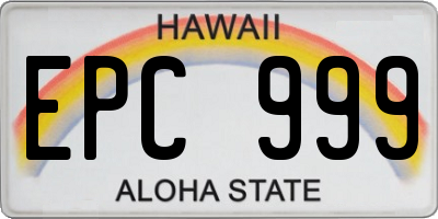 HI license plate EPC999