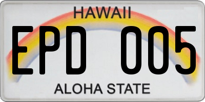 HI license plate EPD005