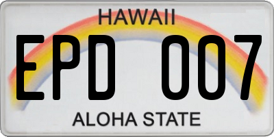 HI license plate EPD007