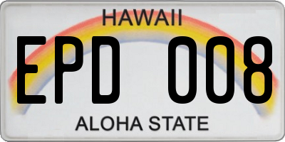 HI license plate EPD008