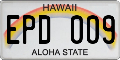 HI license plate EPD009