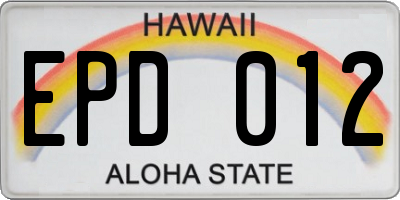 HI license plate EPD012