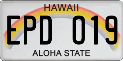 HI license plate EPD019