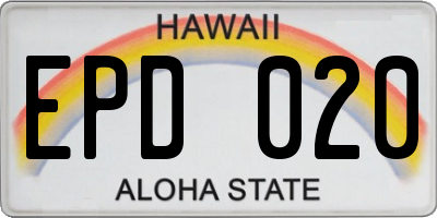 HI license plate EPD020