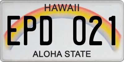 HI license plate EPD021