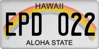 HI license plate EPD022