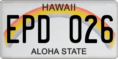 HI license plate EPD026