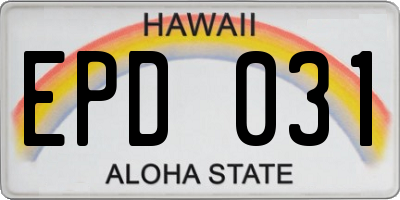 HI license plate EPD031