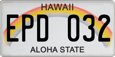 HI license plate EPD032