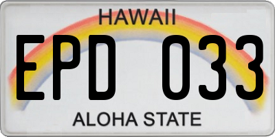 HI license plate EPD033