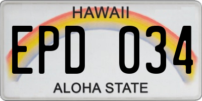 HI license plate EPD034
