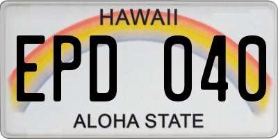 HI license plate EPD040