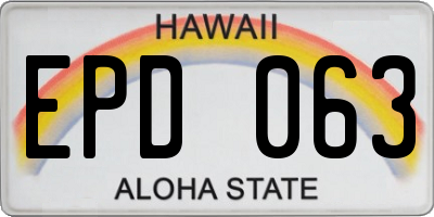 HI license plate EPD063
