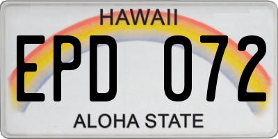 HI license plate EPD072