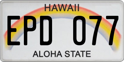 HI license plate EPD077