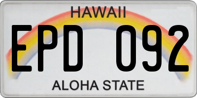 HI license plate EPD092