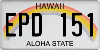 HI license plate EPD151