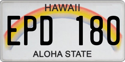 HI license plate EPD180