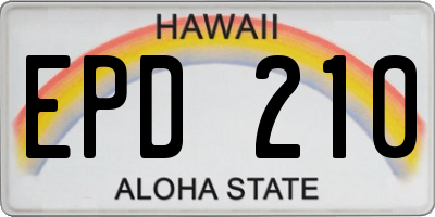 HI license plate EPD210