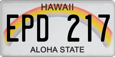 HI license plate EPD217