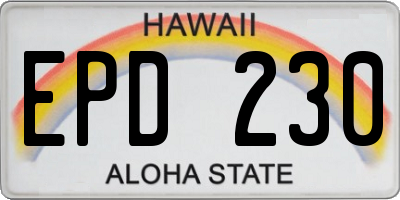 HI license plate EPD230